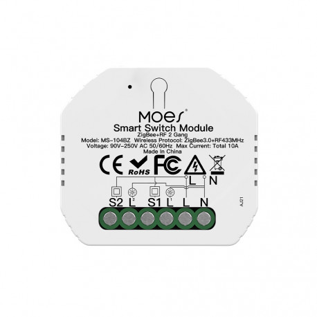 ZRM-104B-MS dubbele schakelaar - Zigbee 3.0 en 433 MHz RF